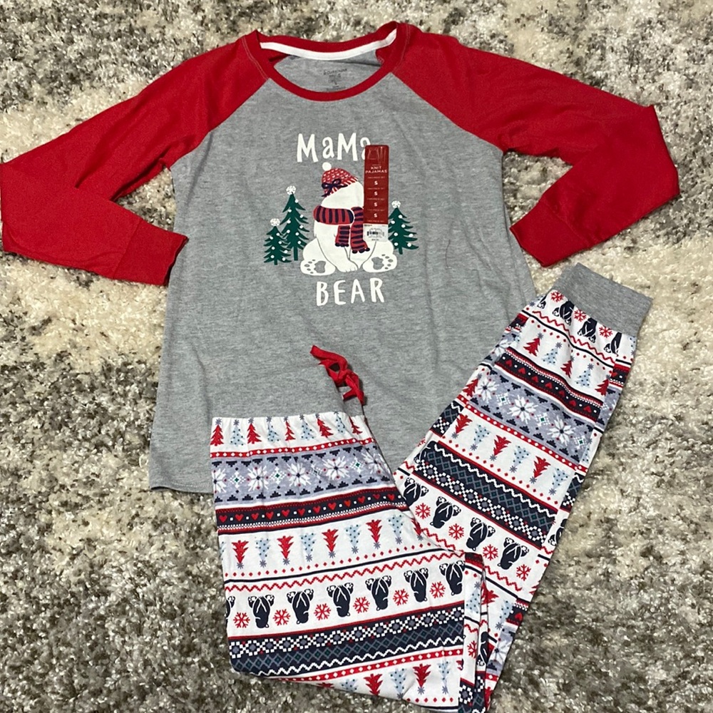 NWT Cuddl Duds Mama Bear Holiday Pajama Set Small